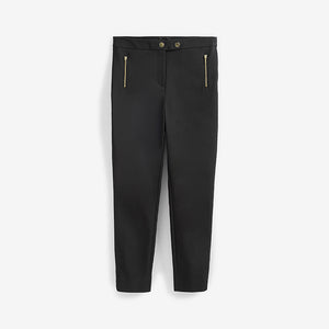 Black Zipped Detail Skinny Trousers