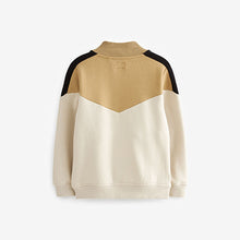 Load image into Gallery viewer, Neutral Colourblock Zip Through Sweat Top (3-12yrs)
