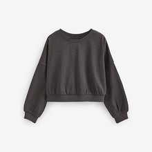 Load image into Gallery viewer, Charcoal Grey Boxy Long Sleeve Cuffed Sweat Top (3-12yrs)
