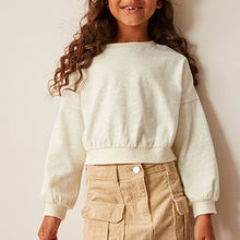 Load image into Gallery viewer, Ecru Boxy Long Sleeve Cuffed Sweat Top (3-12yrs)
