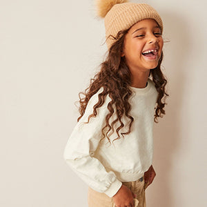 Ecru Boxy Long Sleeve Cuffed Sweat Top (3-12yrs)