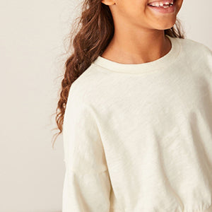 Ecru Boxy Long Sleeve Cuffed Sweat Top (3-12yrs)