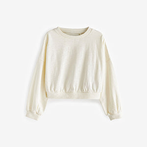 Ecru Boxy Long Sleeve Cuffed Sweat Top (3-12yrs)