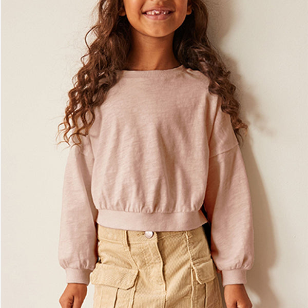 Pink Boxy Long Sleeve Cuffed Sweat Top (3-12yrs)