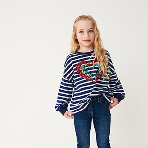 Sequin Heart Long Sleeve T-Shirt (3-16yrs)