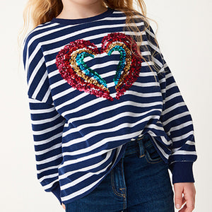 Sequin Heart Long Sleeve T-Shirt (3-16yrs)