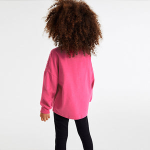 Pink Studded Star Cuffed Long Sleeve T-Shirt (3-12yrs)