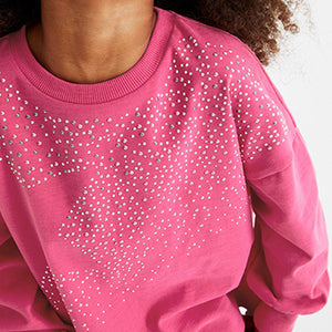 Pink Studded Star Cuffed Long Sleeve T-Shirt (3-12yrs)