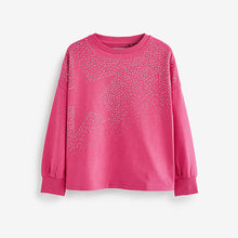 Load image into Gallery viewer, Pink Studded Star Cuffed Long Sleeve T-Shirt (3-12yrs)
