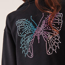 Load image into Gallery viewer, Black/Purple Butterfly Hoodie &amp; Leggings Set (3-12yrs)
