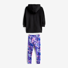 Load image into Gallery viewer, Black/Purple Butterfly Hoodie &amp; Leggings Set (3-12yrs)
