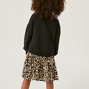 Black Animal Sequin Sweat Dress (3-12yrs)