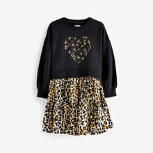 Load image into Gallery viewer, Black Animal Sequin Sweat Dress (3-12yrs)
