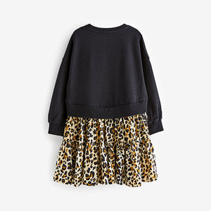 Black Animal Sequin Sweat Dress (3-12yrs)