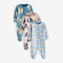 Load image into Gallery viewer, Blue Baby Sleepsuits 3 Pack (0mths-2yrs)
