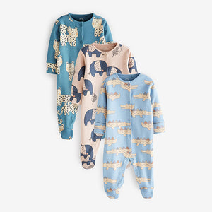 Blue Baby Sleepsuits 3 Pack (0mths-2yrs)