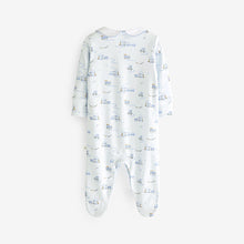 Load image into Gallery viewer, Blue/White Baby Sleepsuits 3 Pack (0-18mths)
