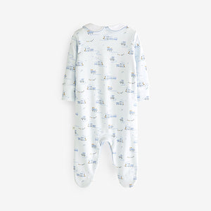 Blue/White Baby Sleepsuits 3 Pack (0-18mths)