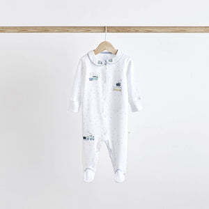 Blue/White Baby Sleepsuits 3 Pack (0-18mths)