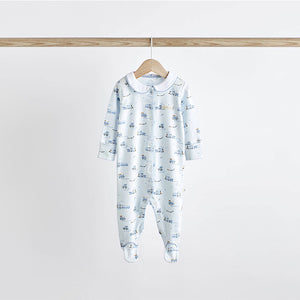 Blue/White Baby Sleepsuits 3 Pack (0-18mths)