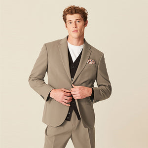 Taupe Skinny Fit Motionflex Stretch Suit: Jacket