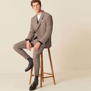 Taupe Skinny Fit Motionflex Stretch Suit: Trousers