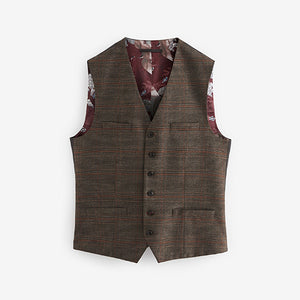 Brown Check Suit Waistcoat