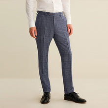 Load image into Gallery viewer, Navy Slim Fit Trimmed Check Suit: Trousers
