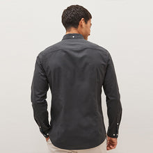 Load image into Gallery viewer, Charcoal Grey Stretch Oxford Long Sleeve Shirt
