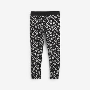 Black /Silver Glitter Animal Printed Leggings (3-12yrs)