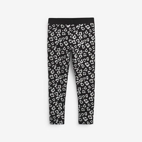 Black /Silver Glitter Animal Printed Leggings (3-12yrs)