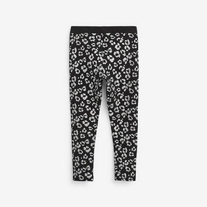 Black /Silver Glitter Animal Printed Leggings (3-12yrs)