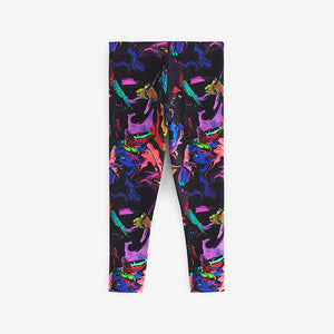 Black/Purple/Purple Multi Splat Print Printed Leggings (3-12yrs)