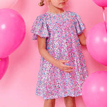 Load image into Gallery viewer, Pink/Blue/Silver Sequin Dress (3-12yrs)
