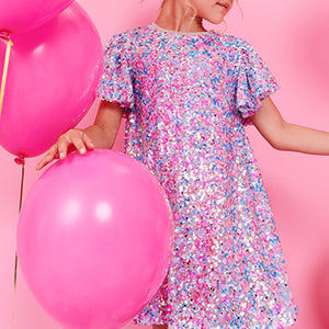 Pink/Blue/Silver Sequin Dress (3-12yrs)