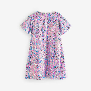 Pink/Blue/Silver Sequin Dress (3-12yrs)