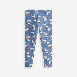 Blue/Pink Unircorn Rainbow Printed Leggings (3-12yrs)