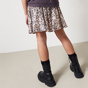 Neutral Pink/Black Animal Print Sequin Skirt (3-12yrs)