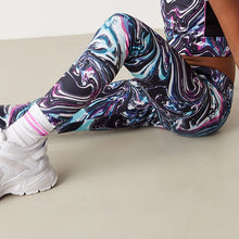 Load image into Gallery viewer, Pink/Blue/Marble Swirl Sports Leggings (3-12yrs)
