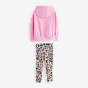 Pink Embroidered Animal Hoodie and Legging Set (3-12yrs)