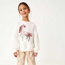 Load image into Gallery viewer, Ecru Cream Sequin Crew Sweatshirt Top (3-12yrs)
