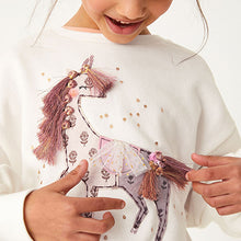 Load image into Gallery viewer, Ecru Cream Sequin Crew Sweatshirt Top (3-12yrs)
