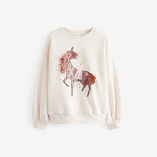 Load image into Gallery viewer, Ecru Cream Sequin Crew Sweatshirt Top (3-12yrs)
