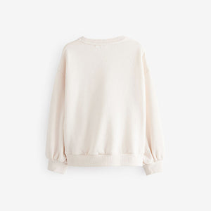 Ecru Cream Sequin Crew Sweatshirt Top (3-12yrs)