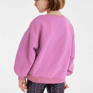 Pink Sequin Star Sequin Crew Sweatshirt Top (3-12yrs)