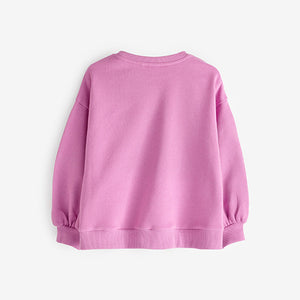 Pink Sequin Star Sequin Crew Sweatshirt Top (3-12yrs)