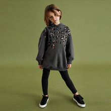 Load image into Gallery viewer, Grey Animal Print Longline Hoodie (3-12yrs)
