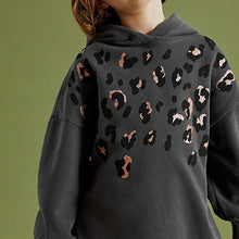 Load image into Gallery viewer, Grey Animal Print Longline Hoodie (3-12yrs)
