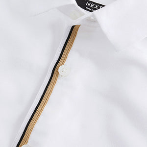 White 100% Cotton Tipped Collar Shirt (3-12yrs)