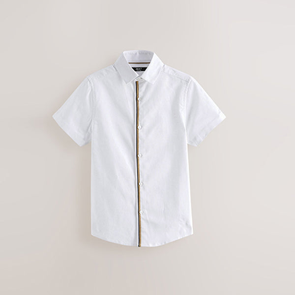 White 100% Cotton Tipped Collar Shirt (3-12yrs)